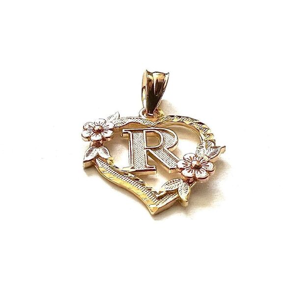 14k solid gold Initial R heart Charm | letter R Charm | Birthday gift | - Picture 6 of 11